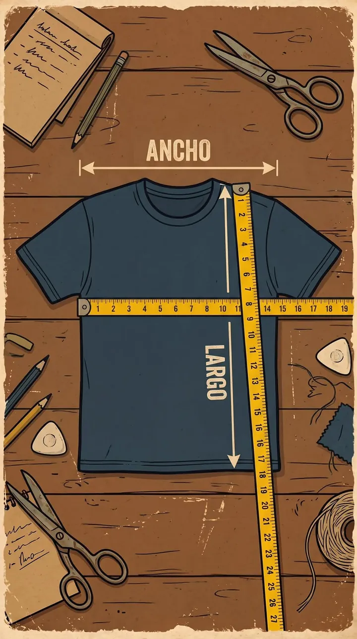 Cómo medir una remera: el ancho de lado a lado bajo las mangas y el largo desde el hombro