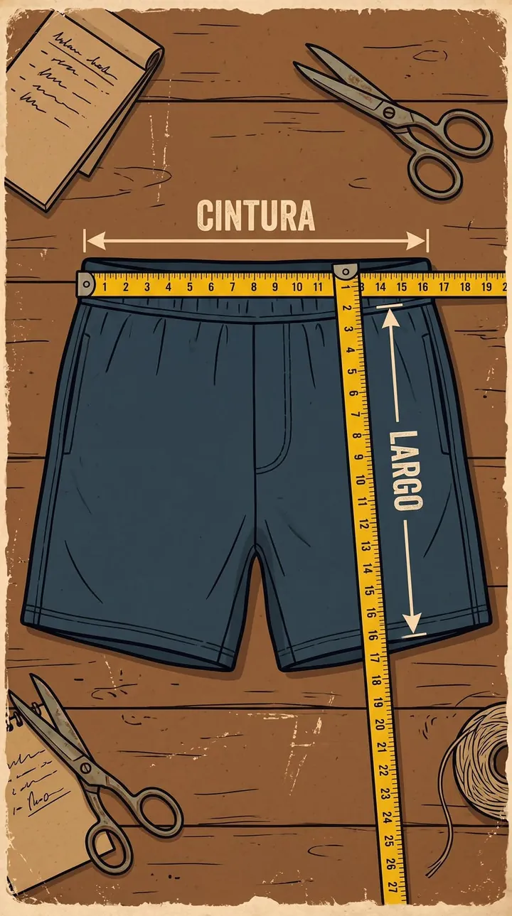 Cómo medir un pantalón o short: la cintura de lado a lado y el largo de arriba hacia abajo